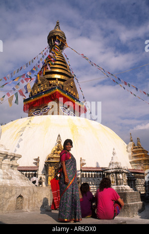 Anbeter, die bekannteste und bedeutendste Soyambu Tempel in Kathmandu Nepal Kathmandu Stockfoto