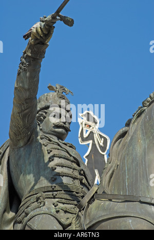 Zagreb, Kroatien. Reiterstatue des Grafen Josip Jelacic (1801-59) in Trg Josip Jelacica Stockfoto