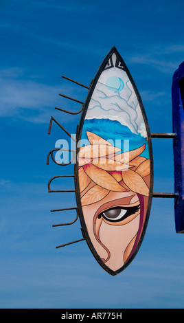 Mexiko Nayarit Dorf Sayulita in der Nähe von Puerto Vallarta am Pazifischen Ozean künstlerische unterzeichnen auf der Main Street in der Nähe von Strand Stockfoto