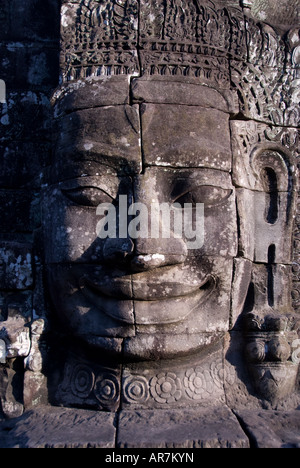 Gesicht von Jayavarman VII auf den Bayon Tempel, Angkor Thom, Angkor Wat Seam Reap Kambodscha Stockfoto