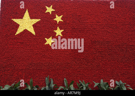 Chinesische Nationalflagge aus Blumen zum Gedenken an den Nationalfeiertag Chongqing, Volksrepublik China Stockfoto