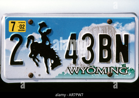 Wyoming Zustand Auto Kennzeichen. Stockfoto