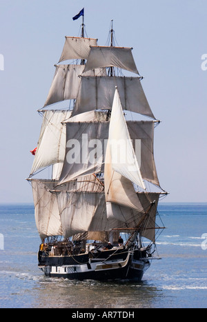 Die Großsegler Pilgrim II unter vollen Segeln in einem milden Wind. Stockfoto
