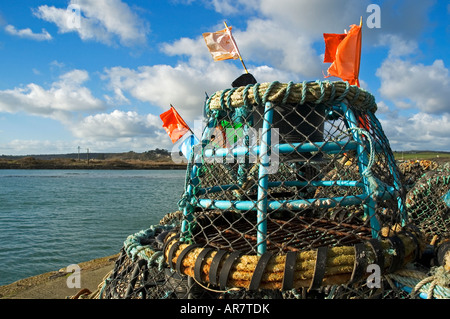 Hummer und Krabben Töpfen auf der Hafenpromenade in Hayle, cornwall Stockfoto