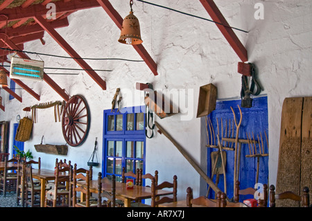 Terrasse des Quijote Inn 17. Jahrhundert in Puerto Lápice Stockfoto