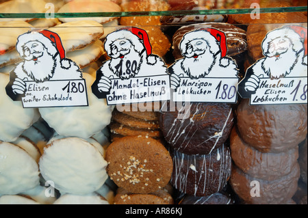 festliche Schoko Keks Stall. "Weihnachtsmarkt Nürnberg", Deutschland Stockfoto