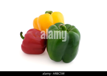 Rote, grüne und gelbe Paprika Stockfoto