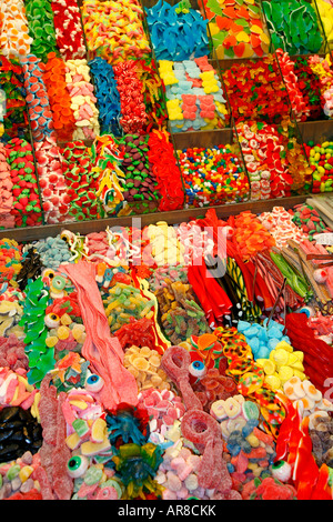 Bonbons La Boqueria-Markt Barcelona Spanien Stockfoto