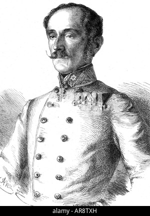 Benedek, Ludwig August Ritter von, 14.7.1804 - 27.4.1881, Österreichischer General, Armeechef 1860 - 1866, halbe Länge, Holzgravur, 1861, Stockfoto