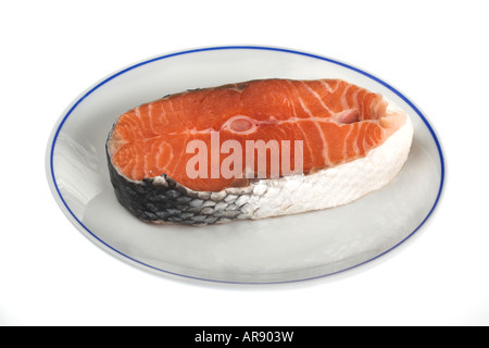 Lachs-stick isoliert auf weiss Stockfoto