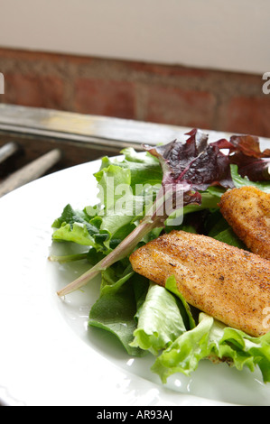 Erfahrene Tilapia auf Bett Gemischter Salat Stockfoto