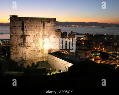 Die Ruinen der maurischen Burg in Gibraltar, Großbritannien Stockfoto