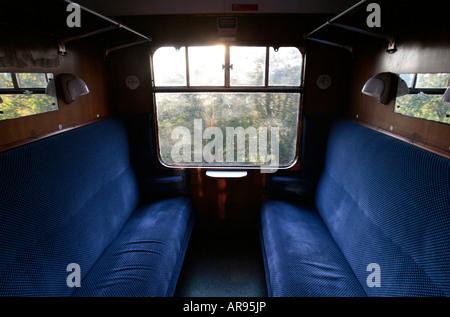 GV der innerhalb einer Museumseisenbahn Kutsche. Stockfoto