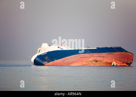 Die schiffbrüchigen Riverdance war ein Ro-ro-Fähre in Dienst mit Seatruck Ferries, wenn es während einer Gale am 31. Januar 2008 in der Nähe von Cleveleys, UK Strände. Stockfoto