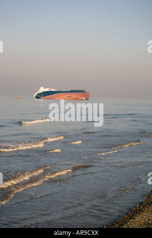 Die Riverdance war eine RORO-Fähre in Dienst mit Seatruck Ferries, wenn es auf die, 31. Januar 2008 in der Nähe von Cleveleys, UK gestrandet. Stockfoto