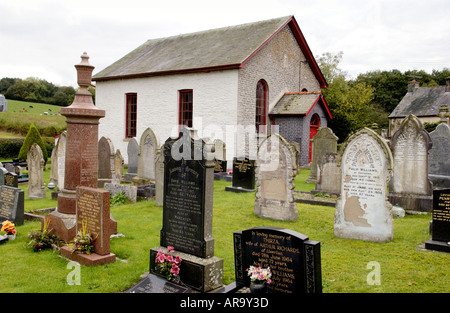 Hebron Congregational Chapel bei Crickadarn Powys Wales UK GB datiert 1854 Stockfoto