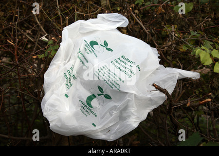 Bio-abbaubare Plastikbeutel verpackt. Stockfoto