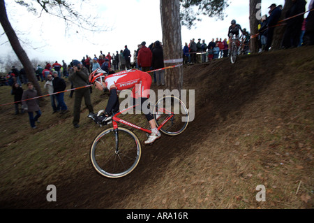 Mens Elite Kategorie auf dem nationalen Cyclo-Cross-Meisterschaft, Sutton Park. Birmingham. Sonntag 6. April 2008 Stockfoto