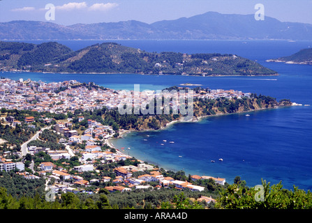 Blick auf Skiathos Stadt Griechenland Stockfoto