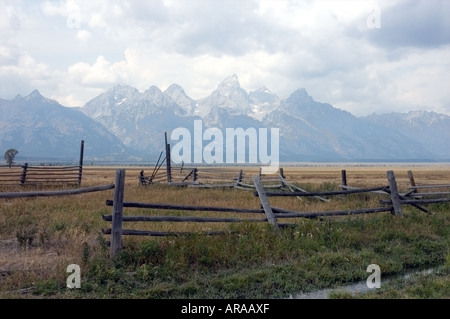 Grand Teton Nation Park, Wyoming USA., Corral in der Nähe der Mormon Row Stockfoto