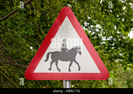 Pferde und Reiter Verkehrsschild Stockfoto
