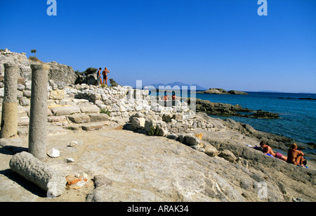 Griechenland Dodekanes Kos Ruinen der St. Stephanos Basilica in Kefalos beach Stockfoto