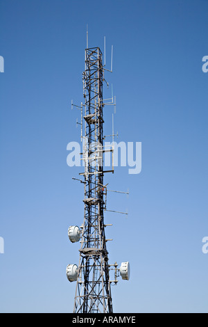 Kommunikation-Mast am Gipfel des Great Orme Wales UK Stockfoto