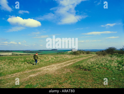 Der Ridgeway Langdistanz-Pfad. In der Nähe von Streatley auf Berkshire Downs Pfad verwendet seit der Jungsteinzeit Berkshire England April Stockfoto