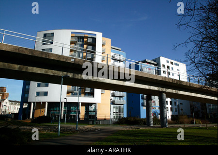 Eine preisgekrönte neue Immobilienentwicklung in Lewisham, in der Nähe von Deptford Brücke DLR Station auf Blackheath Road, Lewisham, Stockfoto