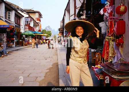 Porträt von Touristen, Yangshou, China Stockfoto