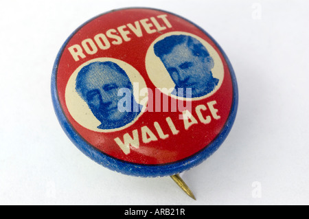 Franklin Delano Roosevelt und Henry Wallace Kampagne button aus den 1940 uns Präsidentschaftswahlkampf Stockfoto