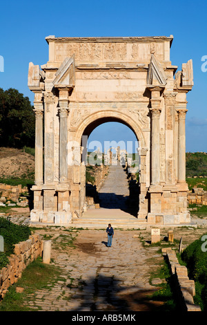 Septimus Severus-Bogen bei Leptis Magna Libyen Stockfoto