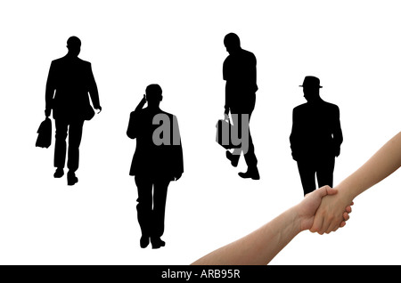 Schüttelt Hände und Business-Team isoliert auf weiss || Stockfoto