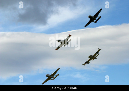 de Havilland Vampire X2 Cessna A37 Libelle und tschechoslowakische L 39 Albatros Jet Flugzeuge Stockfoto