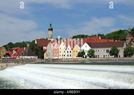 Geographie/Reisen, Deutschland, Bayern, Landsberg, Blick auf die Stadt/Stadtansichten, Stadt, Lech, Additional-Rights - Clearance-Info - Not-Available Stockfoto