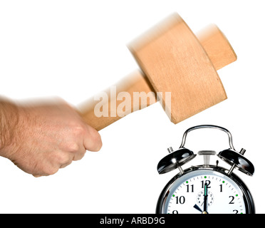 Konzept-Bild zum Ausschalten des Weckers morgens Stockfoto