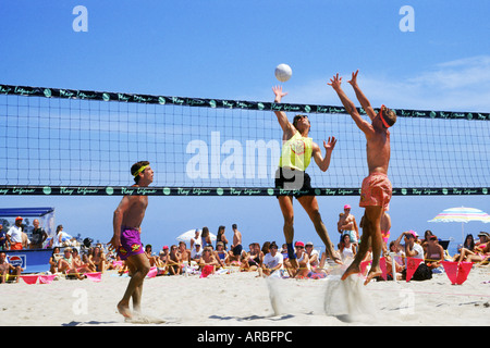 Men es jährliche Beachvolleyballturnier in Laguna Beach, Kalifornien Stockfoto