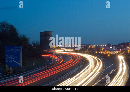 M1 Autobahn Ausfahrt 34 UK Stockfoto