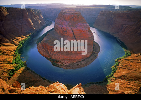 Über Horseshoe Bend am Colorado River in der Nähe von Glen Canyon Dam und Page, Arizona Stockfoto