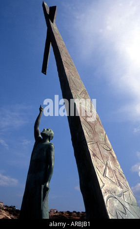 PYTHAGORAS SKULPTUR PYTHAGORIO SAMOS GRIECHISCHE INSEL EUROPA Stockfoto