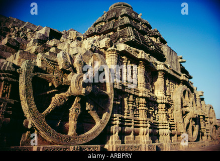 Sonnentempel gewidmet dem Sonnengott Surya, aus dem 13. Jahrhundert, in Konarak, Orissa, Indien Stockfoto