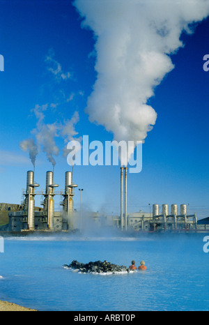 Geo-Wärmekraftwerk in Svartsengi (schwarzer Bereich) Bereich, Island Stockfoto