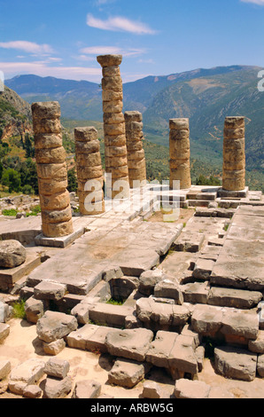 Tempel des Apollo in Delphi, Griechenland, Europa Stockfoto