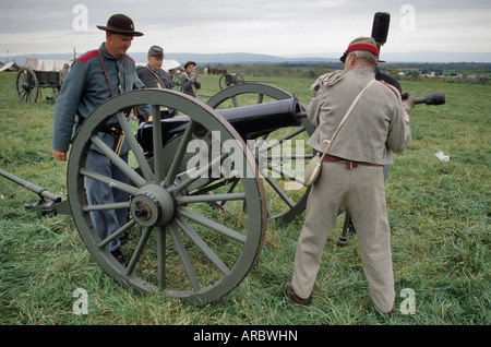 Konföderierte Artillerie Cedar Creek Schlacht Reenactment Middletown Virginia USA Stockfoto