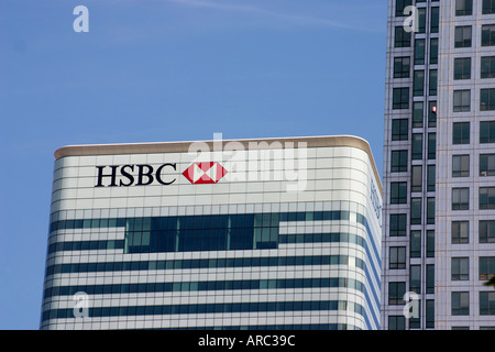 HSBC in Canary Wharf in Docklands London England Großbritannien UK moderne Büros Bank banking Stockfoto