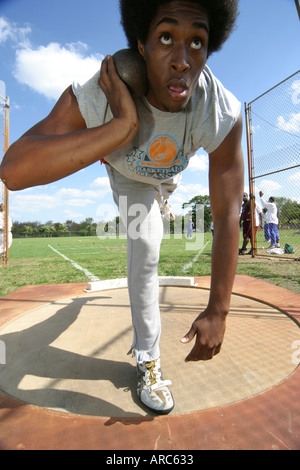Miami Florida, Tropical Park, Greater Miami Athletic Conference, Meisterschaften, Leichtathletik, Sport, Leistung, Unterhaltung, High School, Campus, Studenten Stockfoto