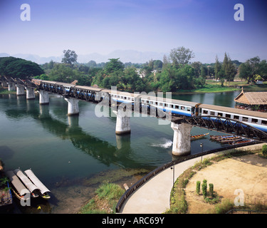 Die Todesbahn Brücke über den River Kwai, Kanchanaburi, Provinz Kanchanaburi, Thailand, Südostasien Stockfoto