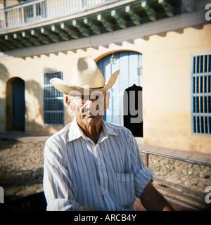 Porträt von einem älteren Cowboy, Trinidad, Kuba, Karibik, Mittelamerika Stockfoto