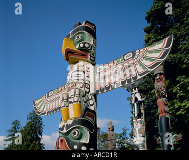Totempfähle, Vancouver, British Columbia (BC), Kanada, Nordamerika Stockfoto