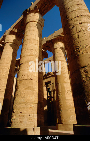 Große Säulenhalle, Tempel von Karnac, Karnac, Ägypten, Nordafrika Stockfoto